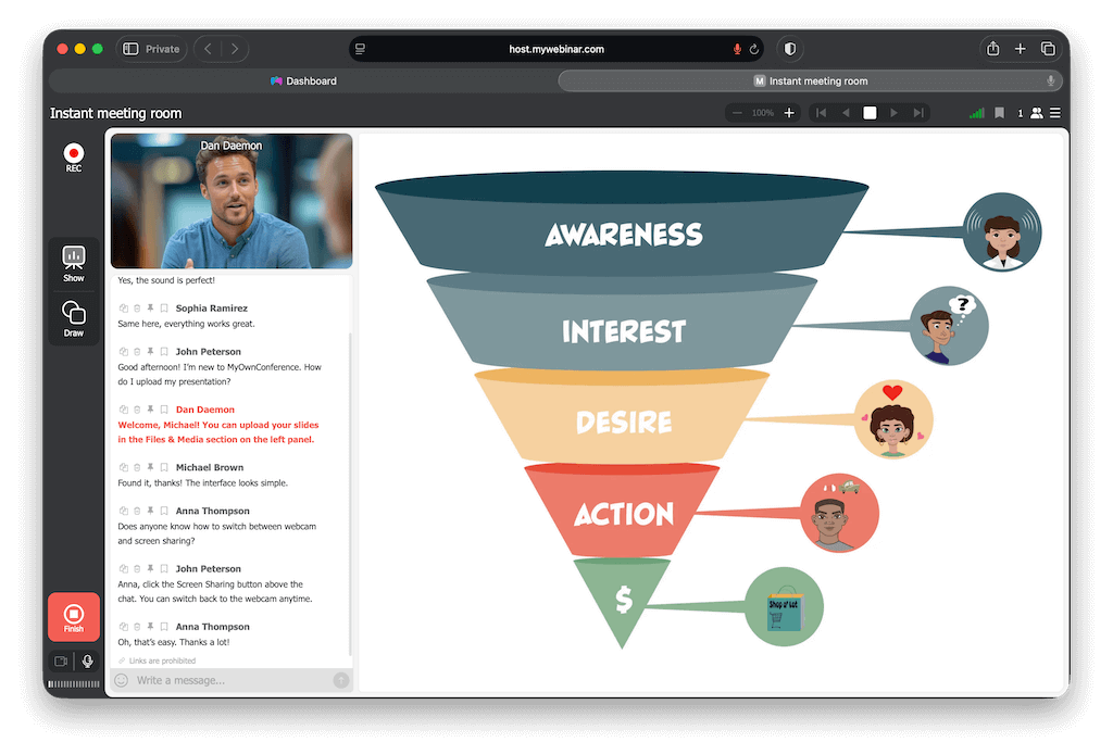 Custom webinar rooms