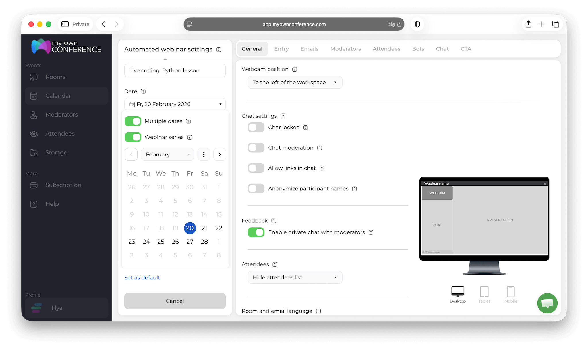 Calendar and automated scheduling