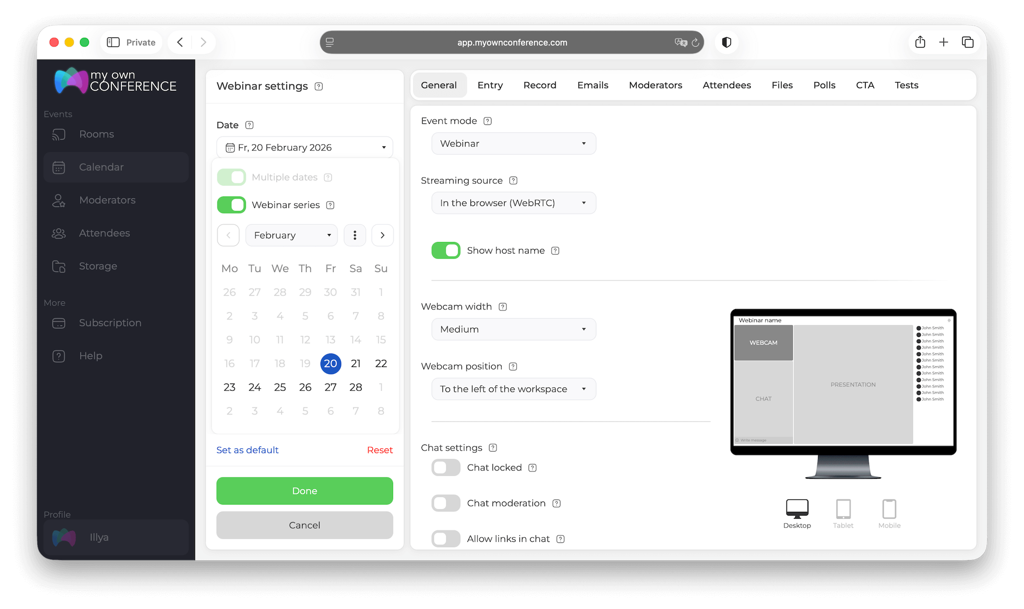 Series calendar and scheduling