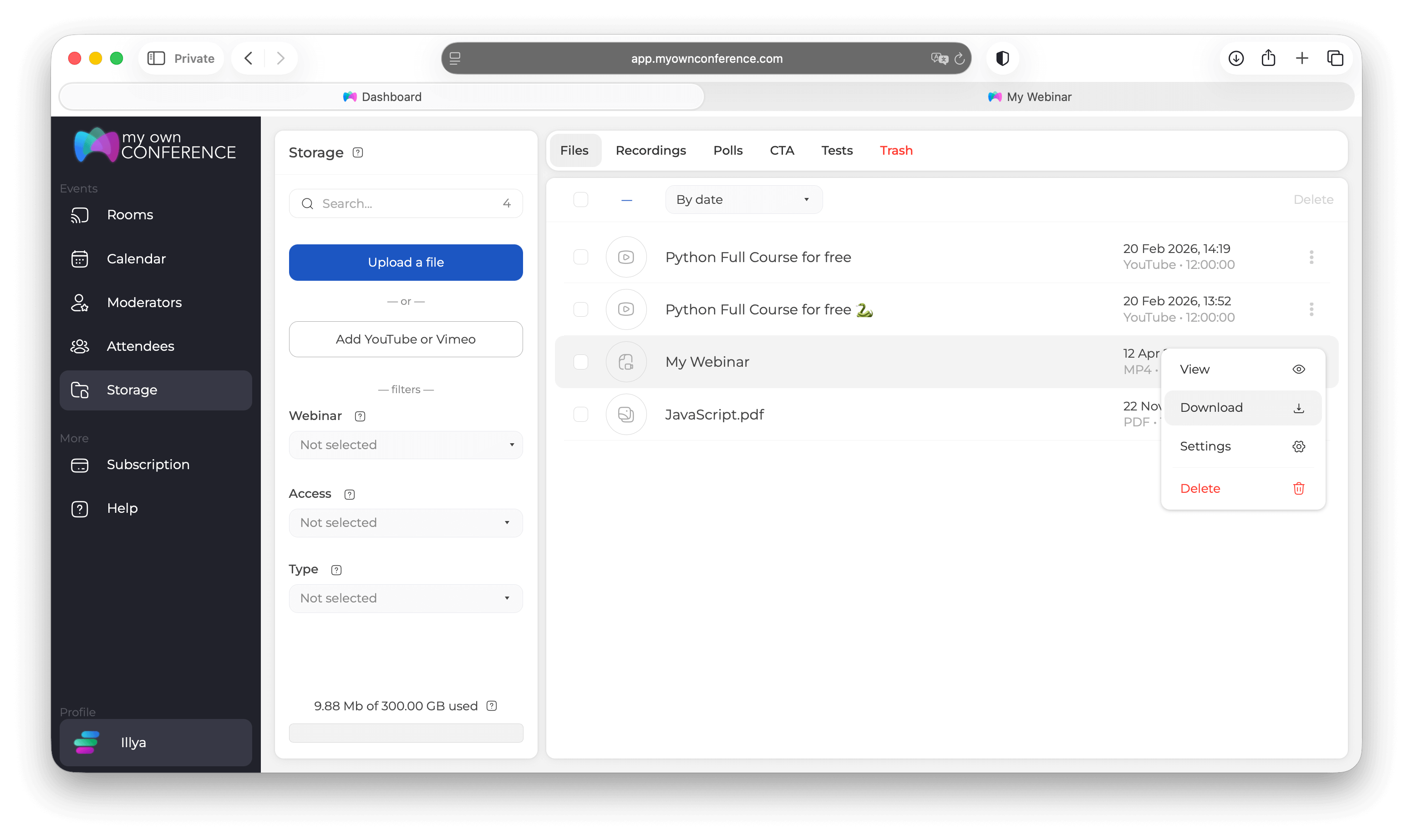 Download recordings as MP4 files