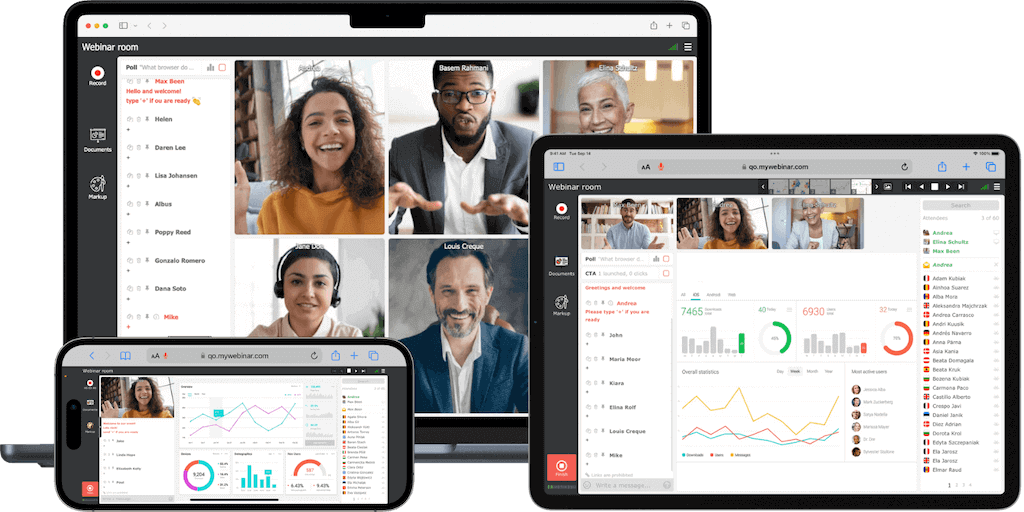 All in one webinar platform running smoothly across laptop tablet and phone